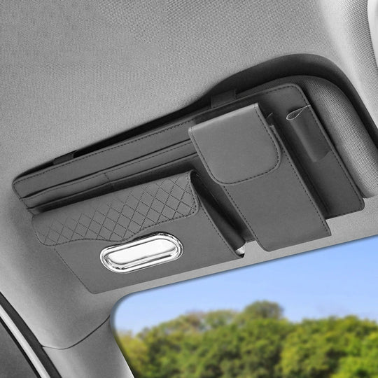 leather car visor organizer
