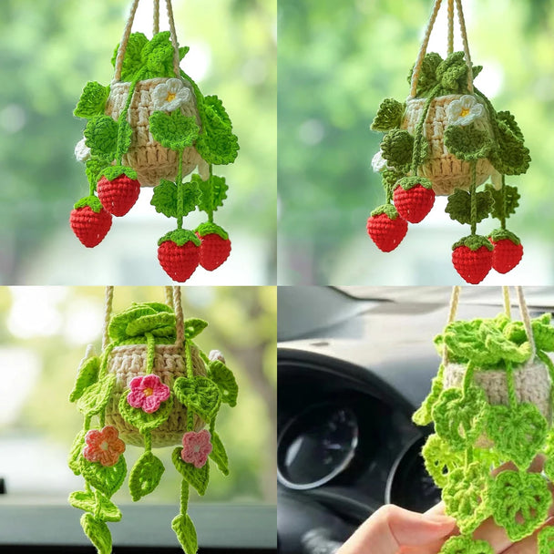 Strawberry Crochet Hanging Car Accessories