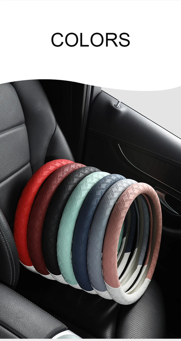 Leather Car Steering Wheel Protective Cover