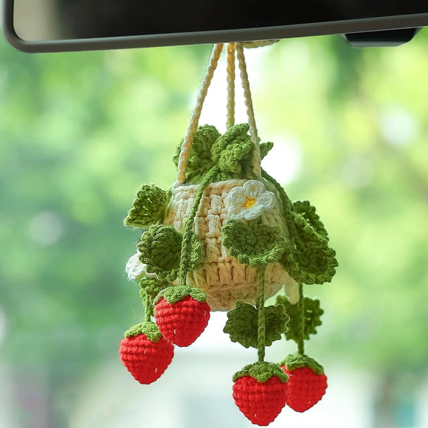 Strawberry Crochet Hanging Car Accessories