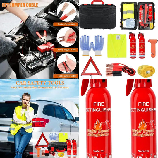 Car Emergency with Fire Extinguisher