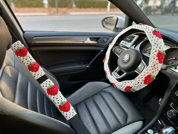 Crochet Steering Wheel Covers | Handmade Crocheted Flower Design