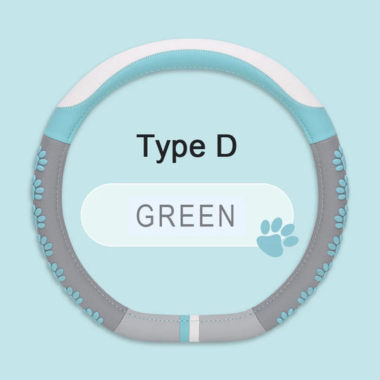 Leather Car Steering Wheel Cover Cat Design