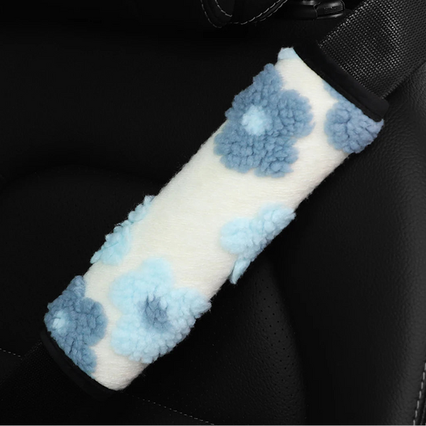 Winter Plush Flower Seat Belt Cover