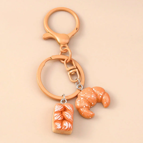 Car Croissant Bread Keyring for Women & Girls