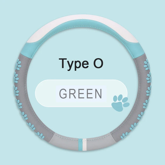 Leather Car Steering Wheel Cover Cat Design