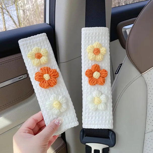 1PC Car Styling Seat Belt Cover With Tulip Flowers