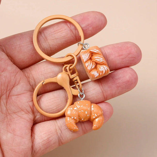 Car Croissant Bread Keyring for Women & Girls