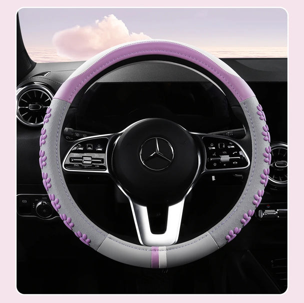 Leather Car Steering Wheel Cover Cat Design