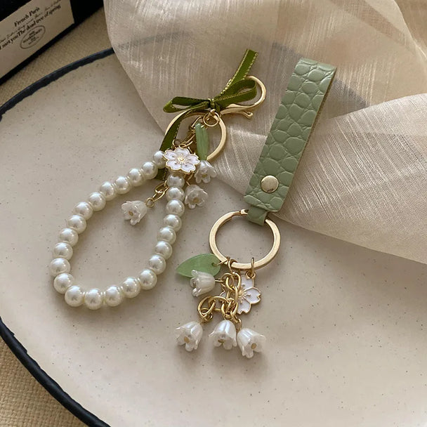 Gift Green Ladies Keychain Leather Car Key For Women