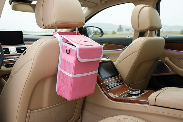 pink car trash can