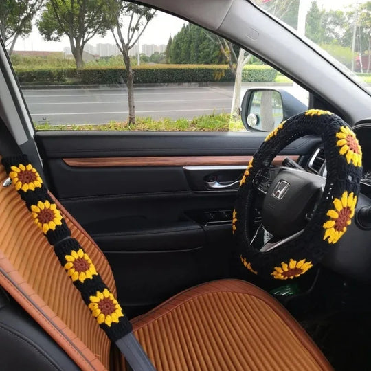 Crochet Steering Wheel Covers | Handmade Crocheted Flower Design
