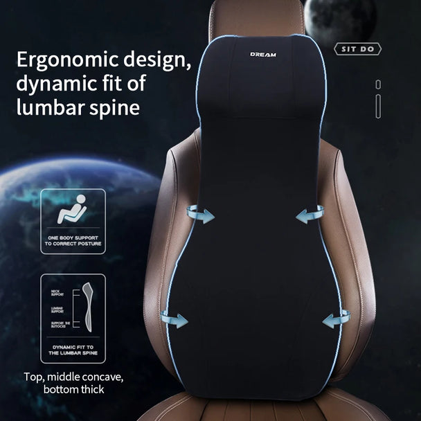 Ergonomic Memory Foam Car Headrest and Lumbar Support