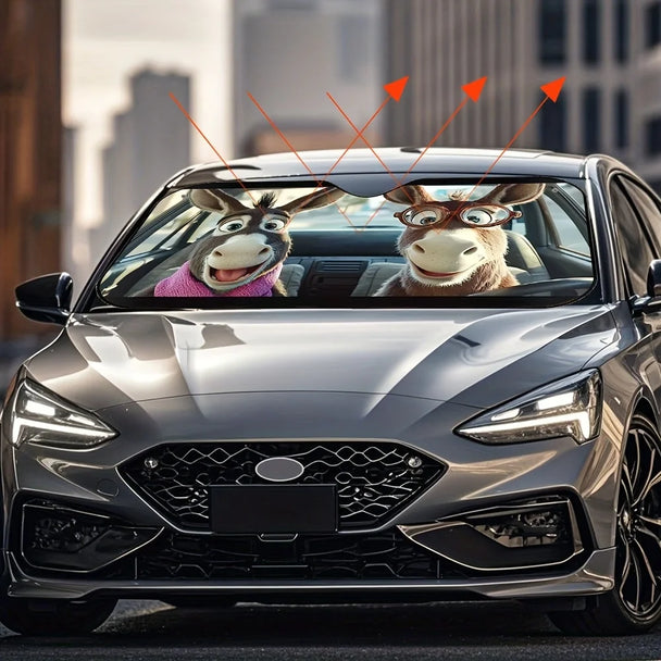 Cute Donkey Front Windshield Cover with 4 Suction Cups