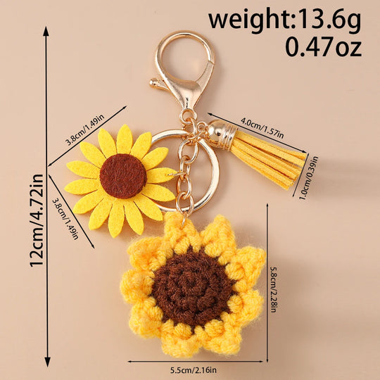 Handmade Sunflower Car Keychain For Women & Girls