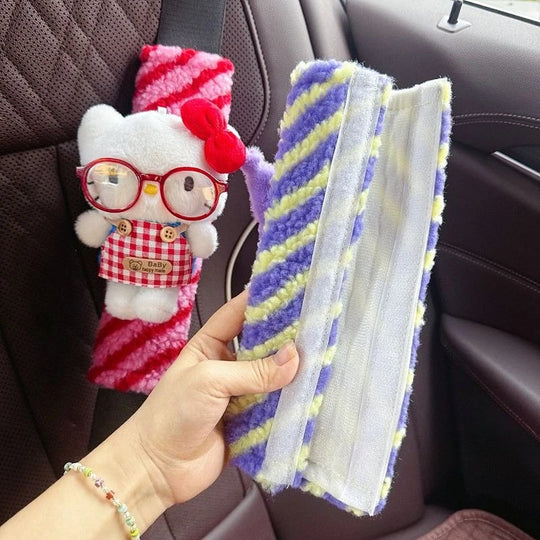 Cute Cartoon Plush Car Seat Belt Cover Hello Kitty