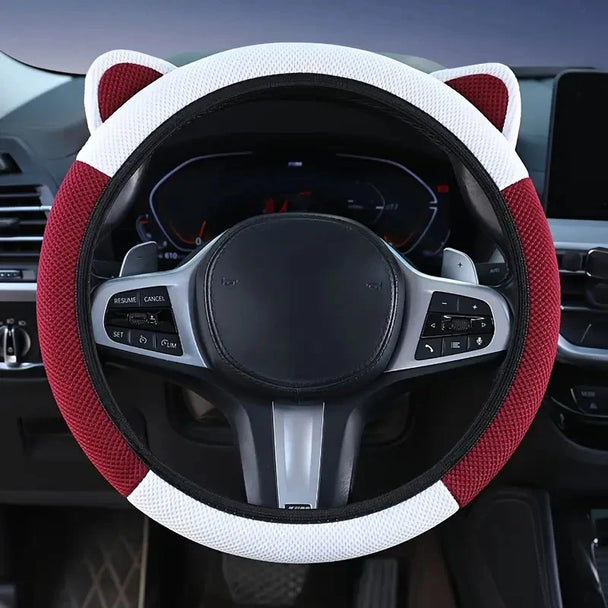 Cartoon Cat Ears Steering Wheel Cover | Anti-slip Suitable For A Variety