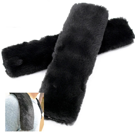 1Pair Soft Plush Car Seat Belt Cover
