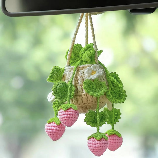 Strawberry Crochet Hanging Car Accessories