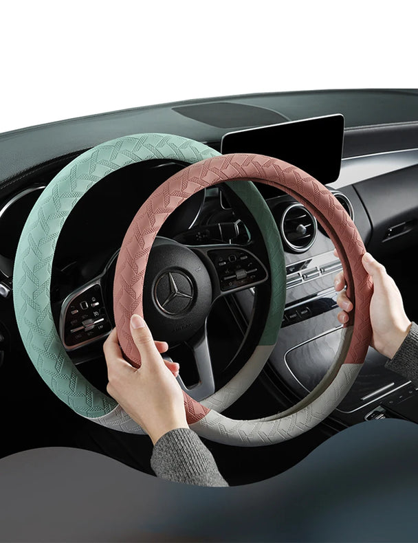 Leather Car Steering Wheel Protective Cover