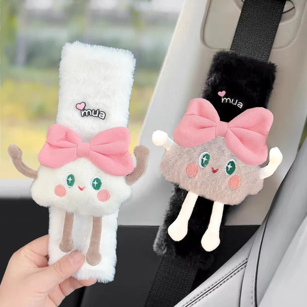 Cute Clouds Car Seat Belt Cover | Imitation Rabbit Fur