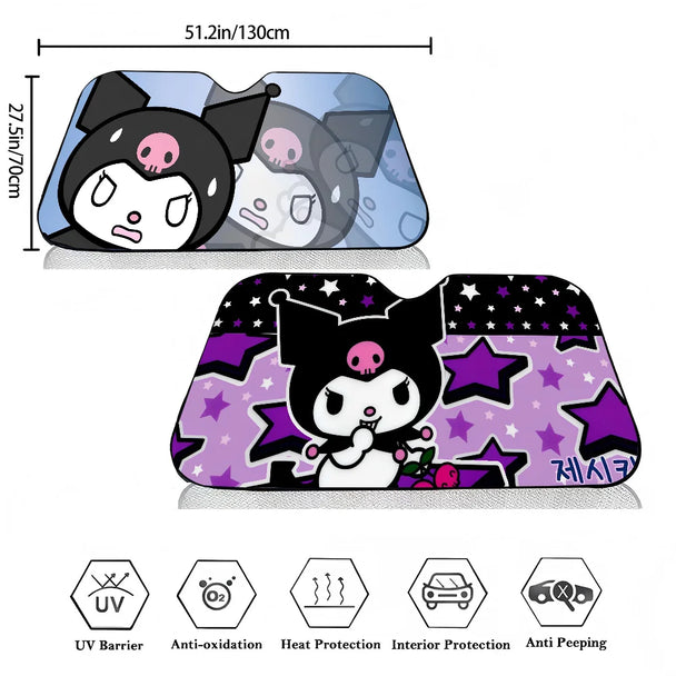 Kawaii Kuromi-S Car Sunshade Front Windows