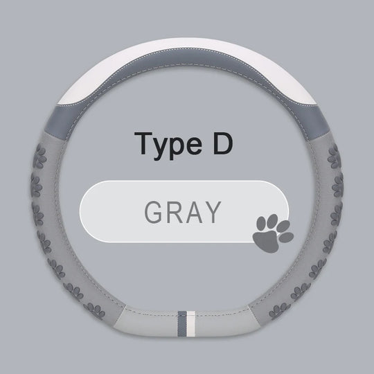 Leather Car Steering Wheel Cover Cat Design