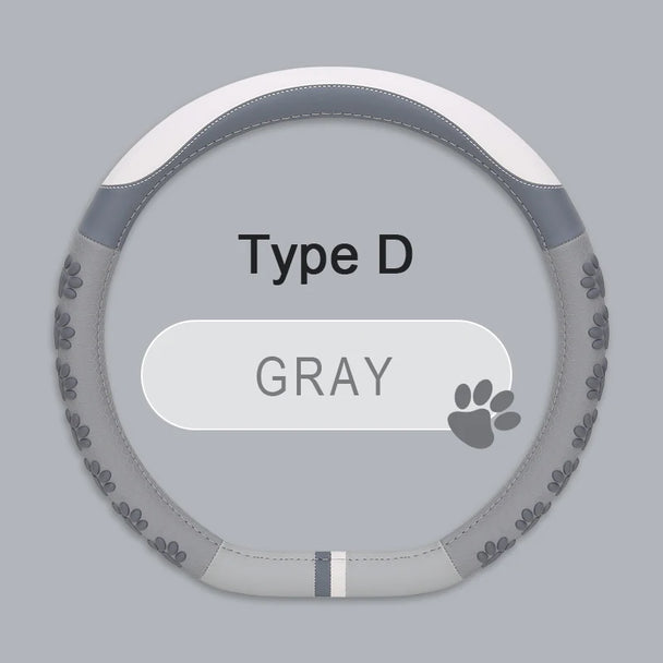 Leather Car Steering Wheel Cover Cat Design