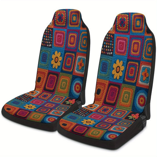 Crochet Car Seat Cover - Luxury Handcrafted Bohemian Interior Design
