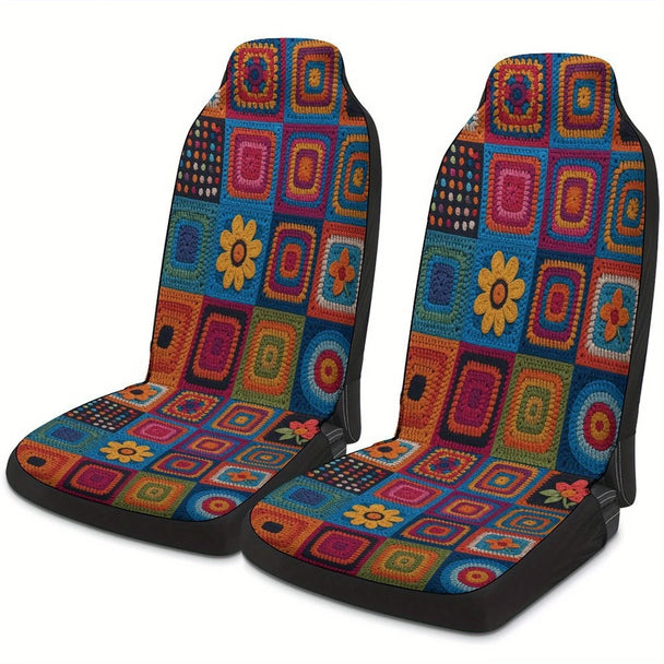 Crochet Car Seat Cover - Luxury Handcrafted Bohemian Interior Design