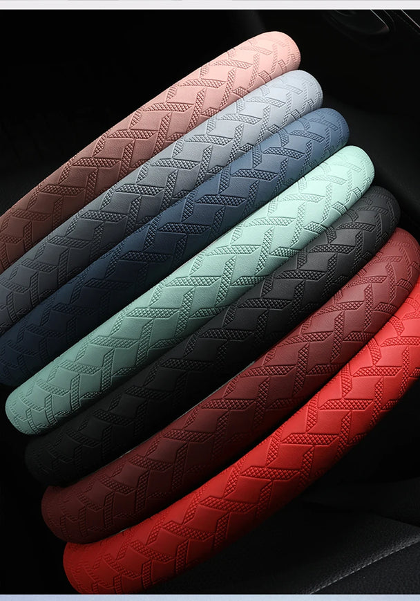 Leather Car Steering Wheel Protective Cover