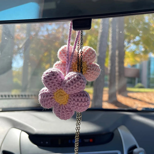 Crochet Flower Car Mirror Hanging Accessories