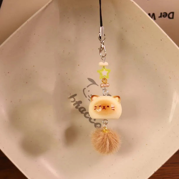 Cute Fluffy  Kitten Car  Keychain For Girls