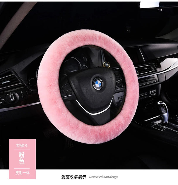 Real Fur Car Steering Wheel Cover For Winter
