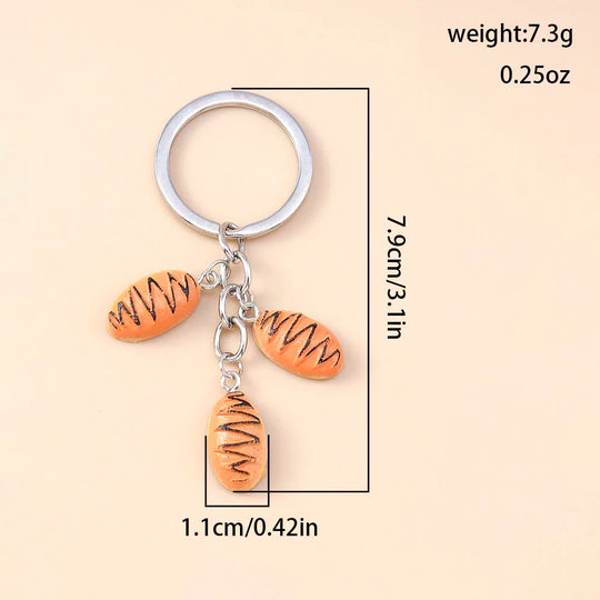 Car Croissant Bread Keyring for Women & Girls