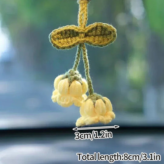 Crochet Flowers Hanging Car Accessories