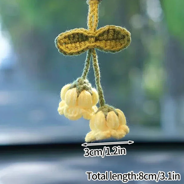Crochet Flowers Hanging Car Accessories