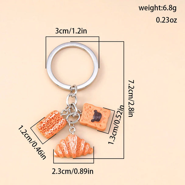 Car Croissant Bread Keyring for Women & Girls