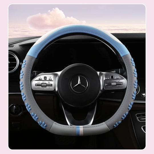 Leather Car Steering Wheel Cover Cat Design