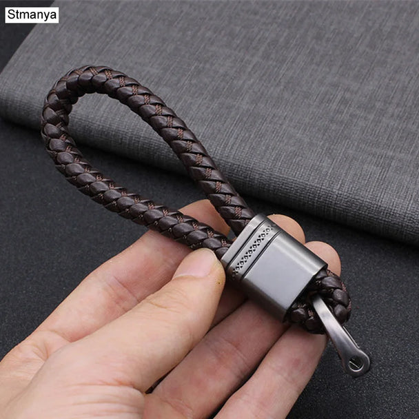 Hand-Woven Leather Car Keychains