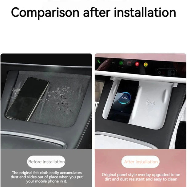 Wireless charging pad for car console for Tesla