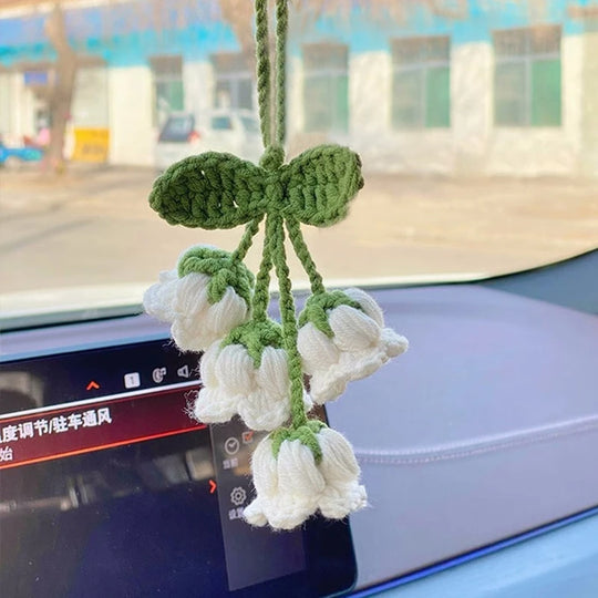 Crochet Flowers Hanging Car Accessories