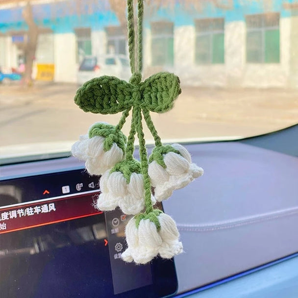 Crochet Flowers Hanging Car Accessories