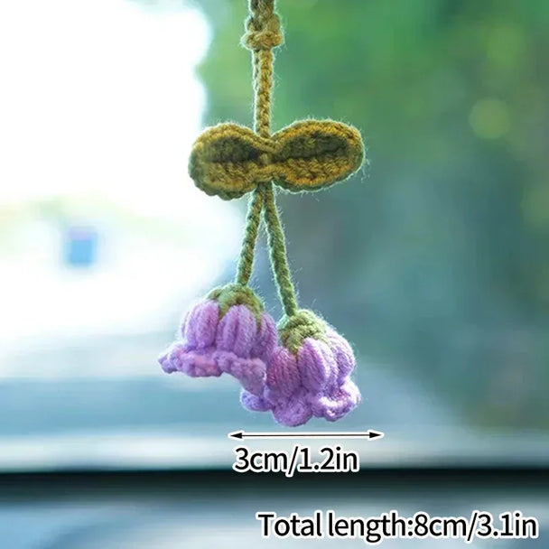 Crochet Flowers Hanging Car Accessories