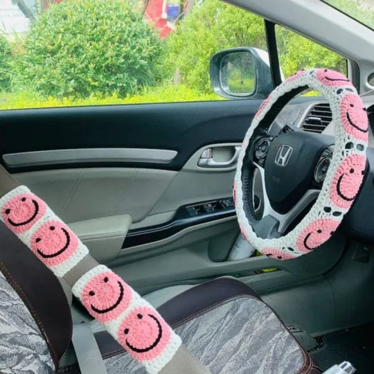 Crochet Steering Wheel Covers | Handmade Crocheted Flower Design