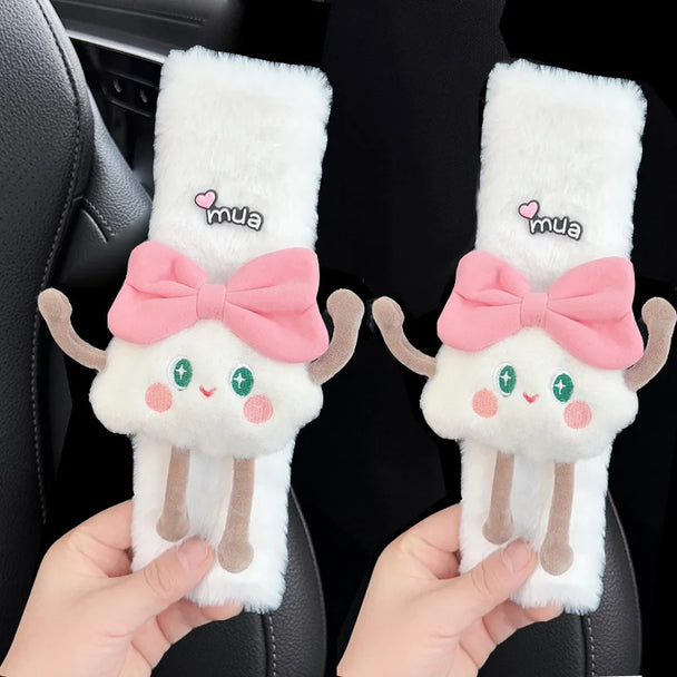 Cute Clouds Car Seat Belt Cover | Imitation Rabbit Fur