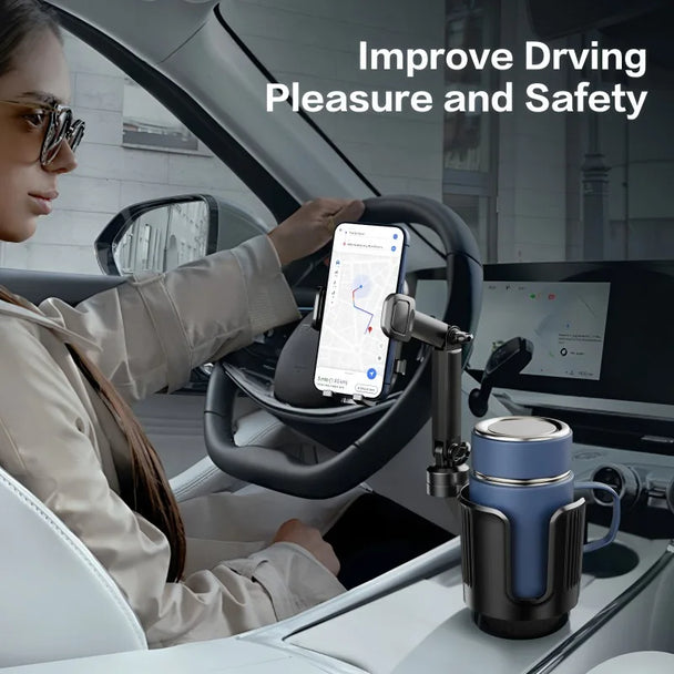 Car Cup Holder Expander with Phone Holder