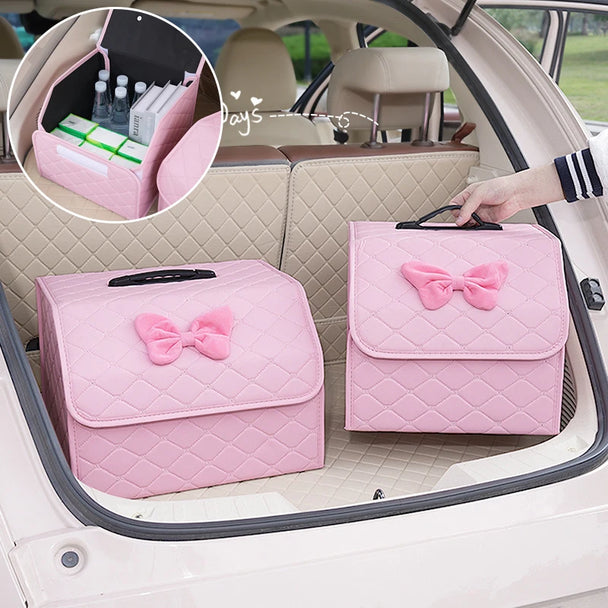 Elegant Pink Car Trunk Organizer for Women
