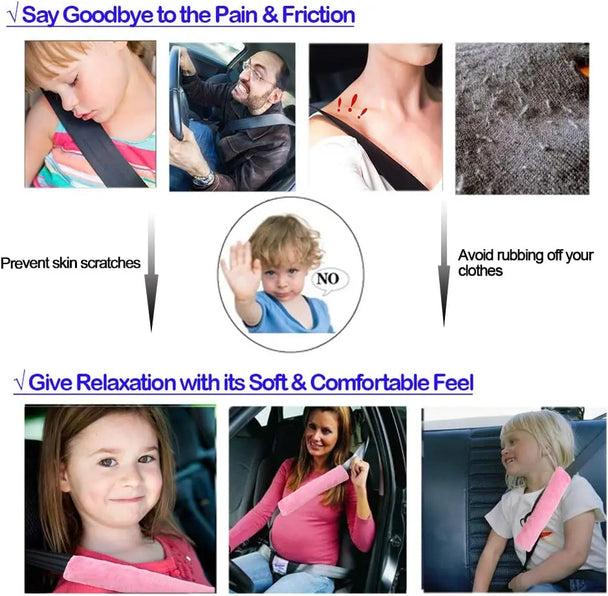 1Pair Soft Plush Car Seat Belt Cover