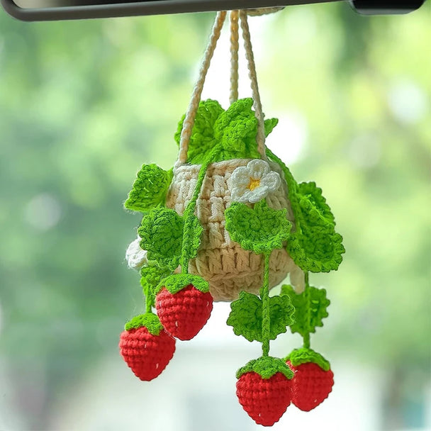 Strawberry Crochet Hanging Car Accessories